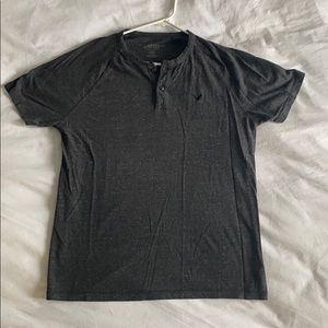 Black heathered, three button, short sleeve